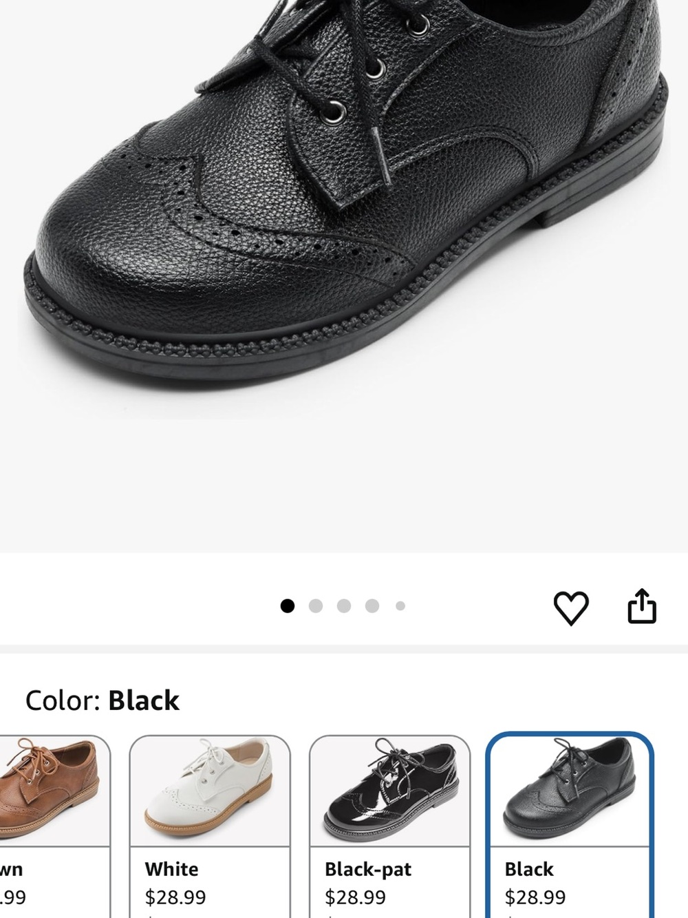 Dream Pairs Kids Black Lace-Up Brogue Dress Shoes